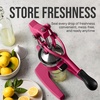 image:imageZulay Kitchen Pulperizer 9 in 1 Cast Iron Juicer  EasytoClean HeavyDuty Manual Juicer with Presser Attachment to Juice All Types of Fruits Extra Tall with Stainless Steel Bowl  WhiteOriginal  Magenta
