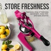 image:imageZulay Kitchen Pulperizer 9 in 1 Cast Iron Juicer  EasytoClean HeavyDuty Manual Juicer with Presser Attachment to Juice All Types of Fruits Extra Tall with Stainless Steel Bowl  WhiteOriginal  Electric Pink