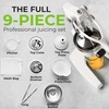 image:imageZulay Kitchen Pulperizer 9 in 1 Cast Iron Juicer  EasytoClean HeavyDuty Manual Juicer with Presser Attachment to Juice All Types of Fruits Extra Tall with Stainless Steel Bowl  White9 in 1  White