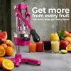 image:imageZulay Kitchen Pulperizer 9 in 1 Cast Iron Juicer  EasytoClean HeavyDuty Manual Juicer with Presser Attachment to Juice All Types of Fruits Extra Tall with Stainless Steel Bowl  WhiteOriginal  Electric Pink