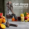 image:imageZulay Kitchen Pulperizer 9 in 1 Cast Iron Juicer  EasytoClean HeavyDuty Manual Juicer with Presser Attachment to Juice All Types of Fruits Extra Tall with Stainless Steel Bowl  WhiteOriginal  Copper