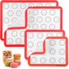 image:imageZulay Set of 4 Silicone Baking Mat  Macaron Silicone Baking Mats With Preprinted Template Design  Non Stick amp Reusable Silicone Baking Sheet  2 Half Size  2 Quarter Size GrayRed