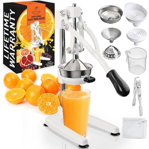 image:imageZulay Kitchen Pulperizer 9 in 1 Cast Iron Juicer  EasytoClean HeavyDuty Manual Juicer with Presser Attachment to Juice All Types of Fruits Extra Tall with Stainless Steel Bowl  White9 in 1  White
