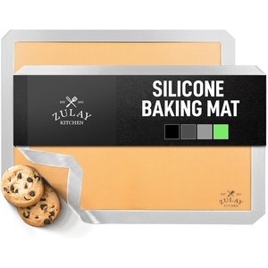 image:imageZulay Set of 4 Silicone Baking Mat  Macaron Silicone Baking Mats With Preprinted Template Design  Non Stick amp Reusable Silicone Baking Sheet  2 Half Size  2 Quarter Size GrayLight Gray
