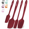image:imageZulay 4pcs Silicone Spatula Set  Heat Resistant Silicone Tools for Cooking Baking amp Mixing  One Piece Design Spatulas for NonStick Cookware  Durable Stainless Steel Core Red4 Pack Red
