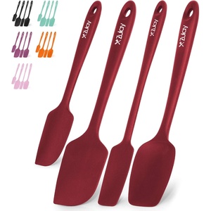 image:imageZulay 4pcs Silicone Spatula Set  Heat Resistant Silicone Tools for Cooking Baking amp Mixing  One Piece Design Spatulas for NonStick Cookware  Durable Stainless Steel Core Red4 Pack Red