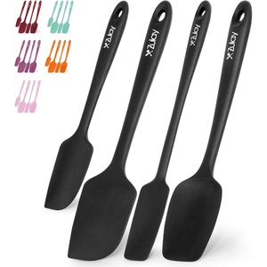 image:imageZulay 4pcs Silicone Spatula Set  Heat Resistant Silicone Tools for Cooking Baking amp Mixing  One Piece Design Spatulas for NonStick Cookware  Durable Stainless Steel Core Red4 Pack Black